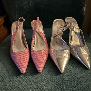 Madden & Guess Pink and Silver Textured Heels